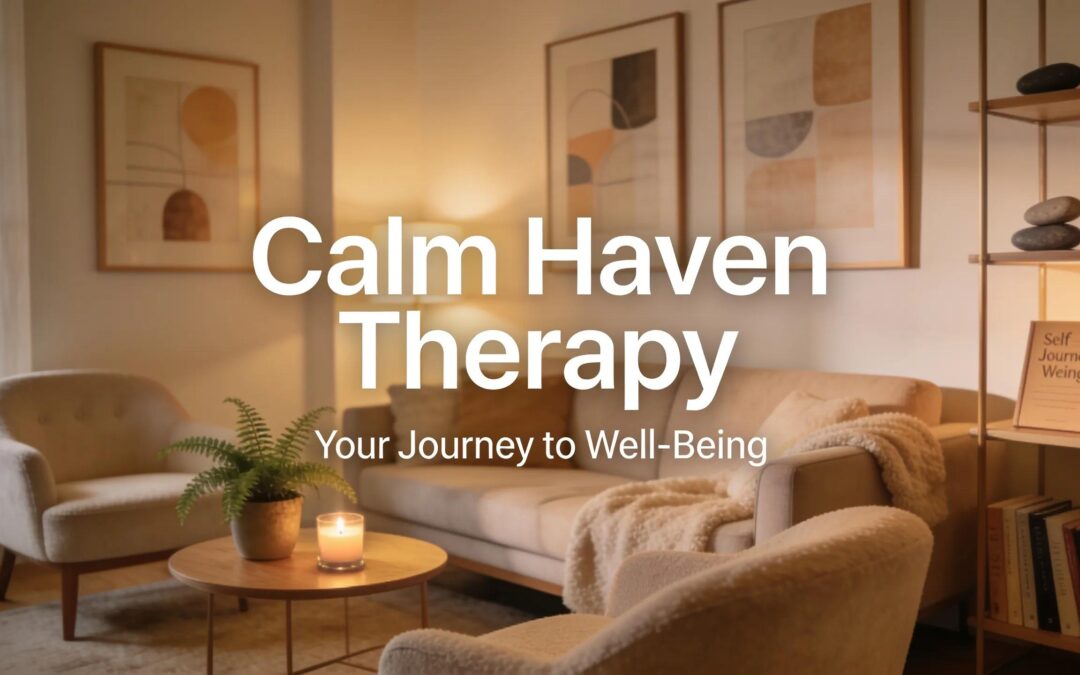 Calm Haven Therapy: Relaxing therapy room interior design for mental health practices.