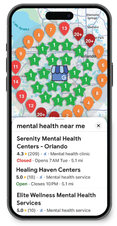 Mental health professional conducting a client growth audit in a modern workspace, assessing marketing strategies for improvement