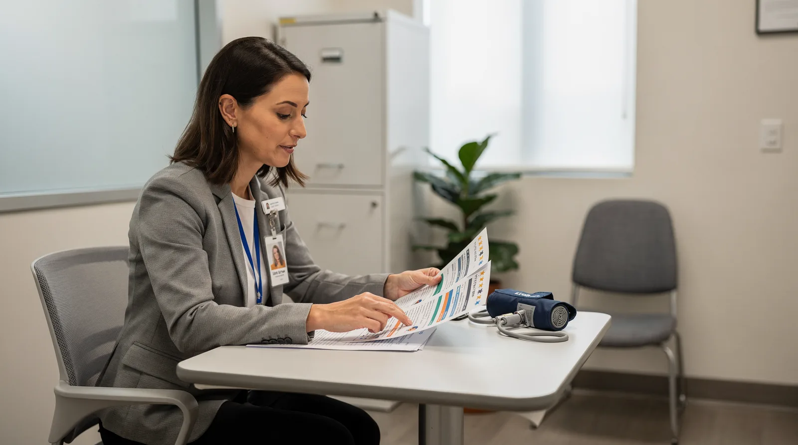 Mental Marketing specialist reviewing HIPAA-compliant online reputation management for a mental health clinic.